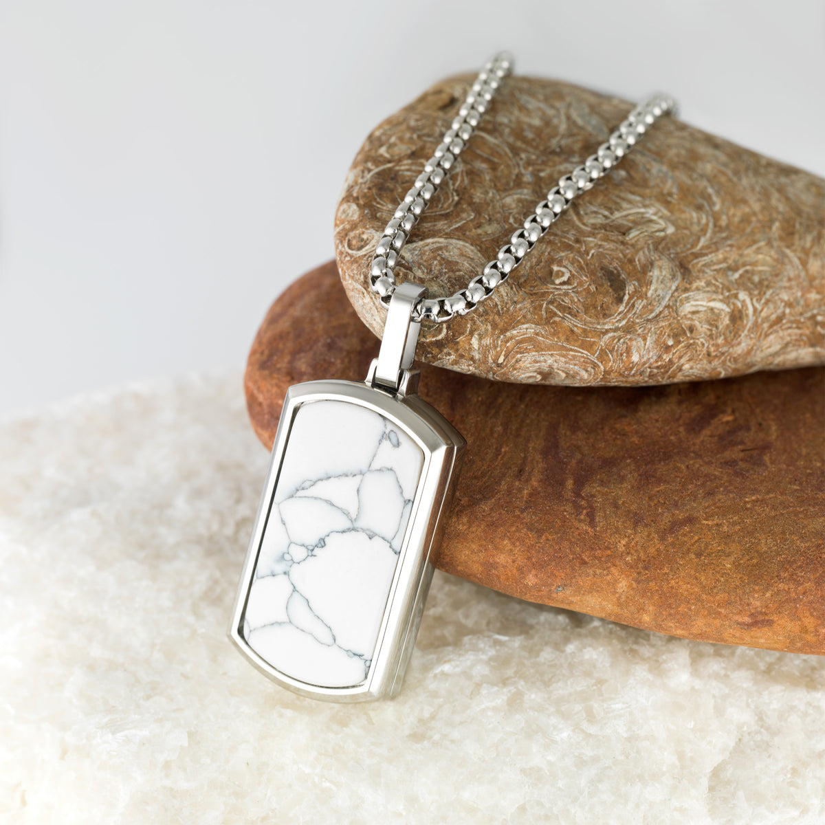 Large White Marble Locket