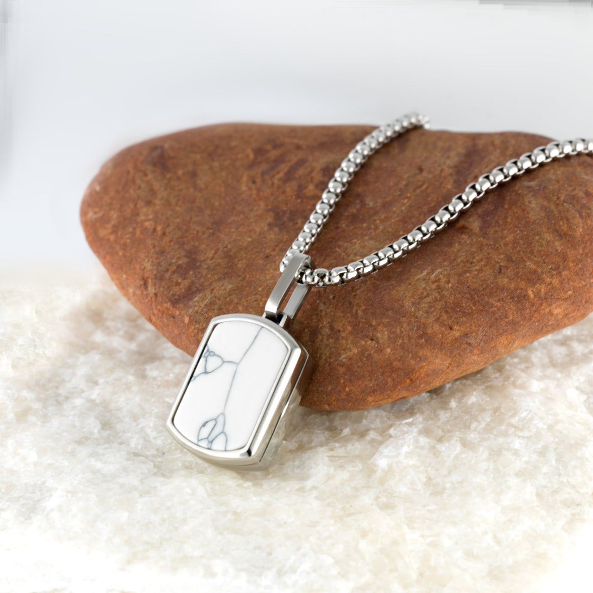 Small White Marble Locket