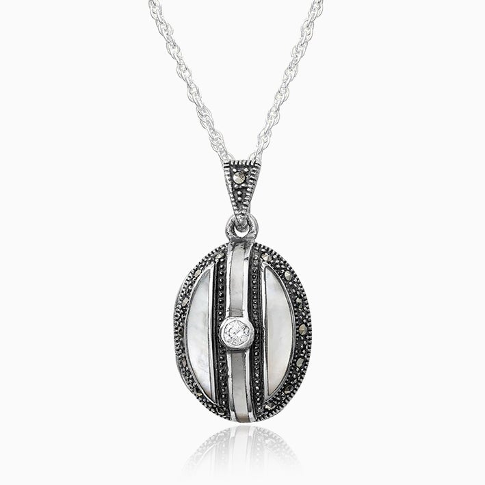 Product title: Onyx and Marcasite Striped Locket, product type: Locket