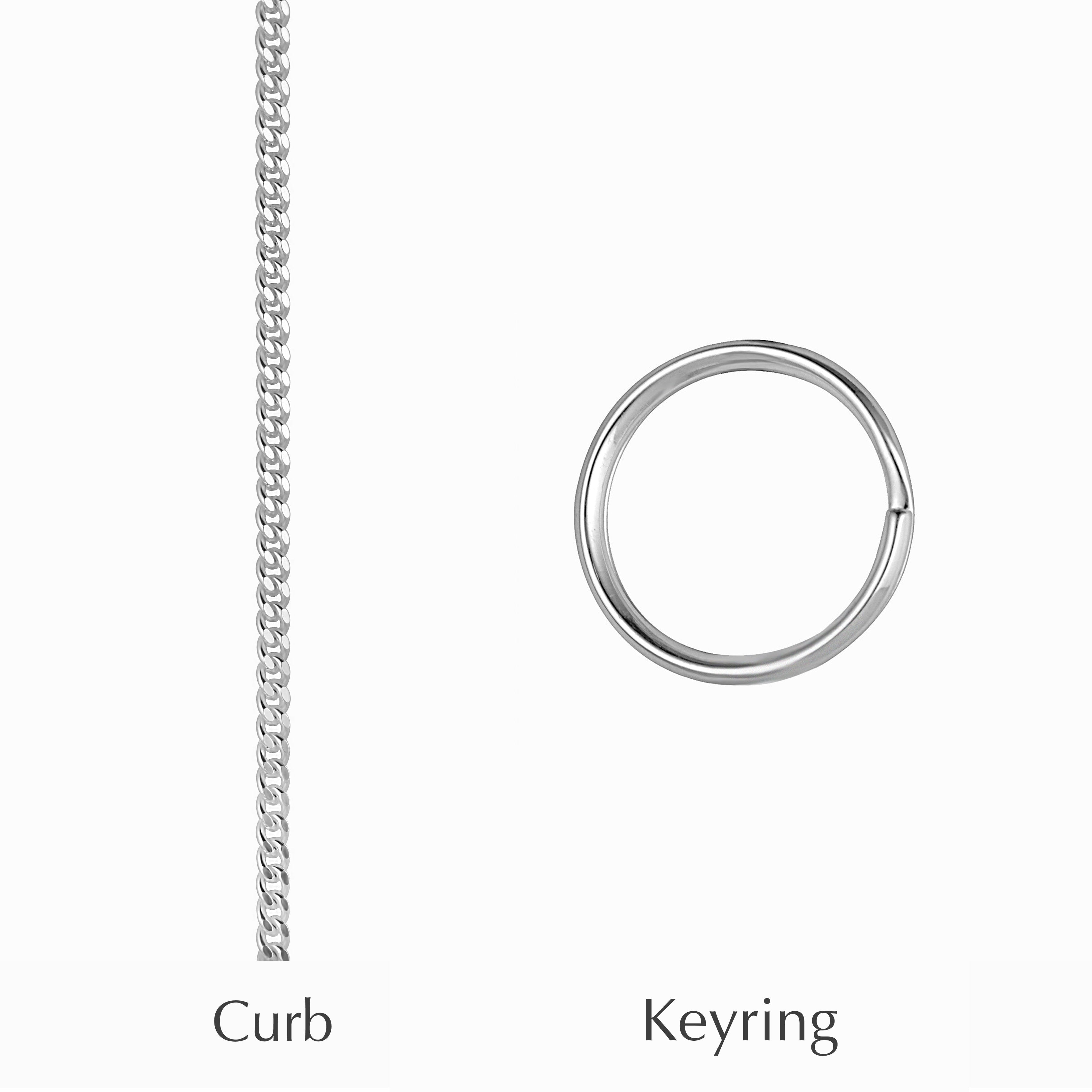 sterling silver curb chain and sterling silver keyring