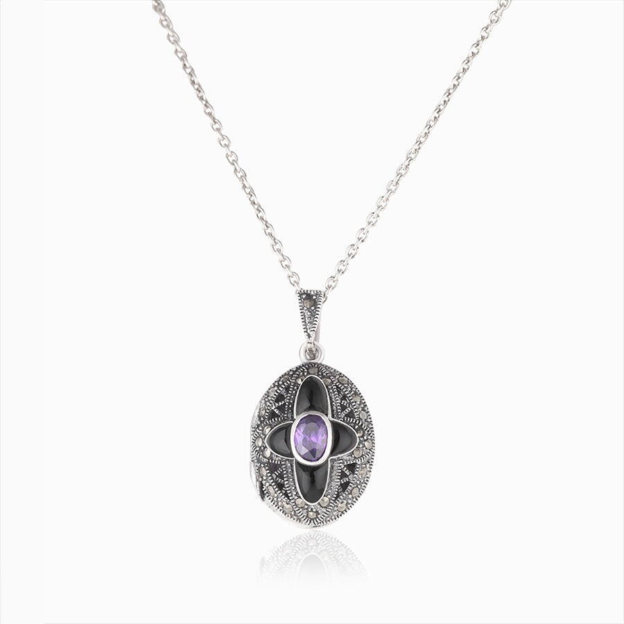Product title: Amethyst and Onyx Locket, product type: Locket