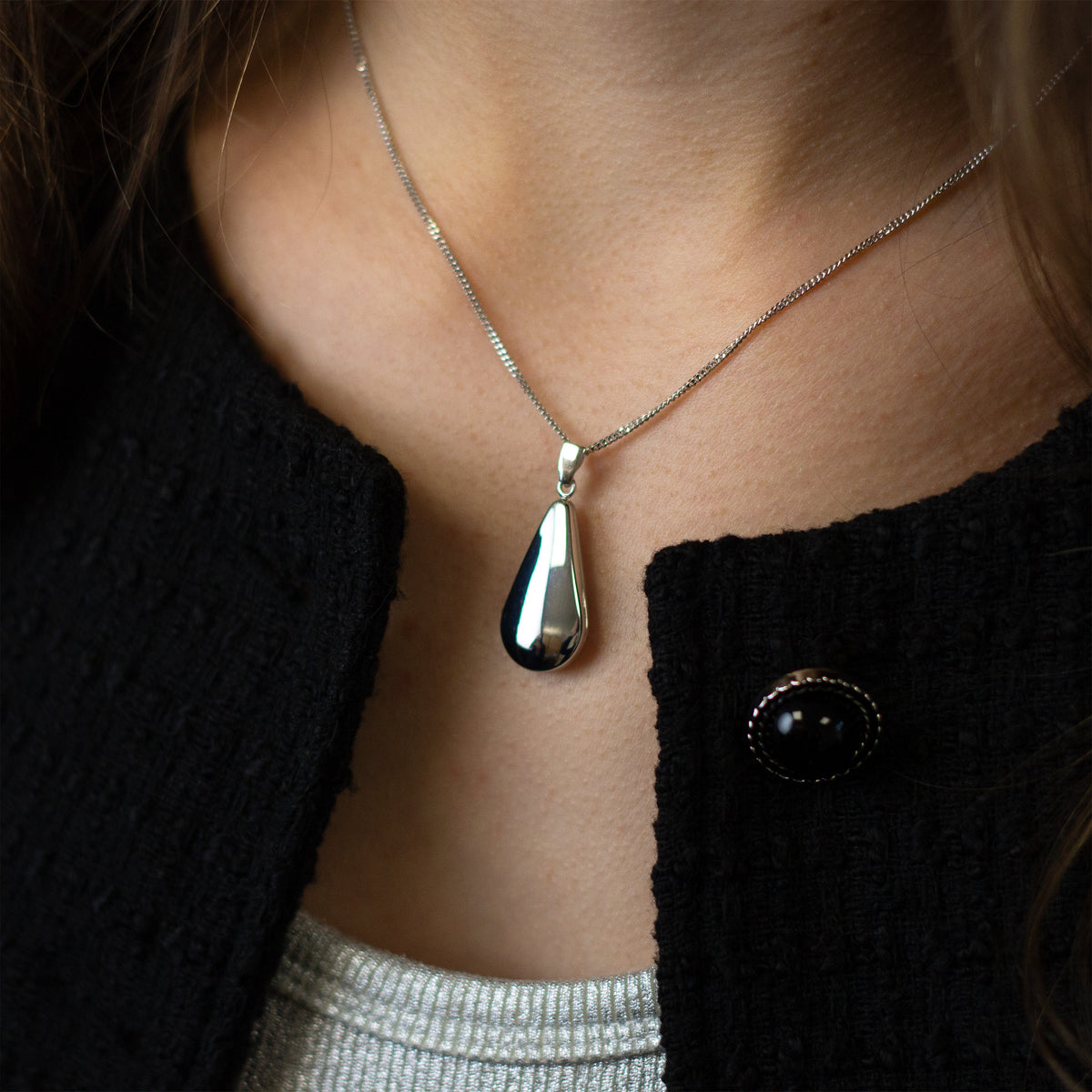 Hand Polished White Gold Slim Locket