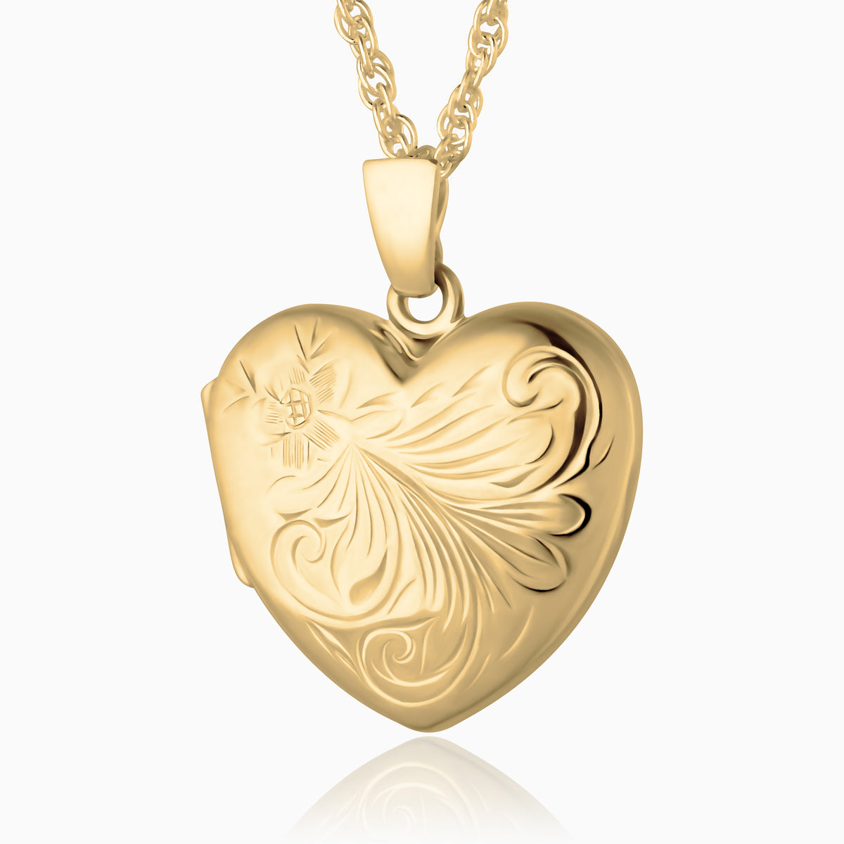 Hand Engraved Foliate and Floral Gold Locket