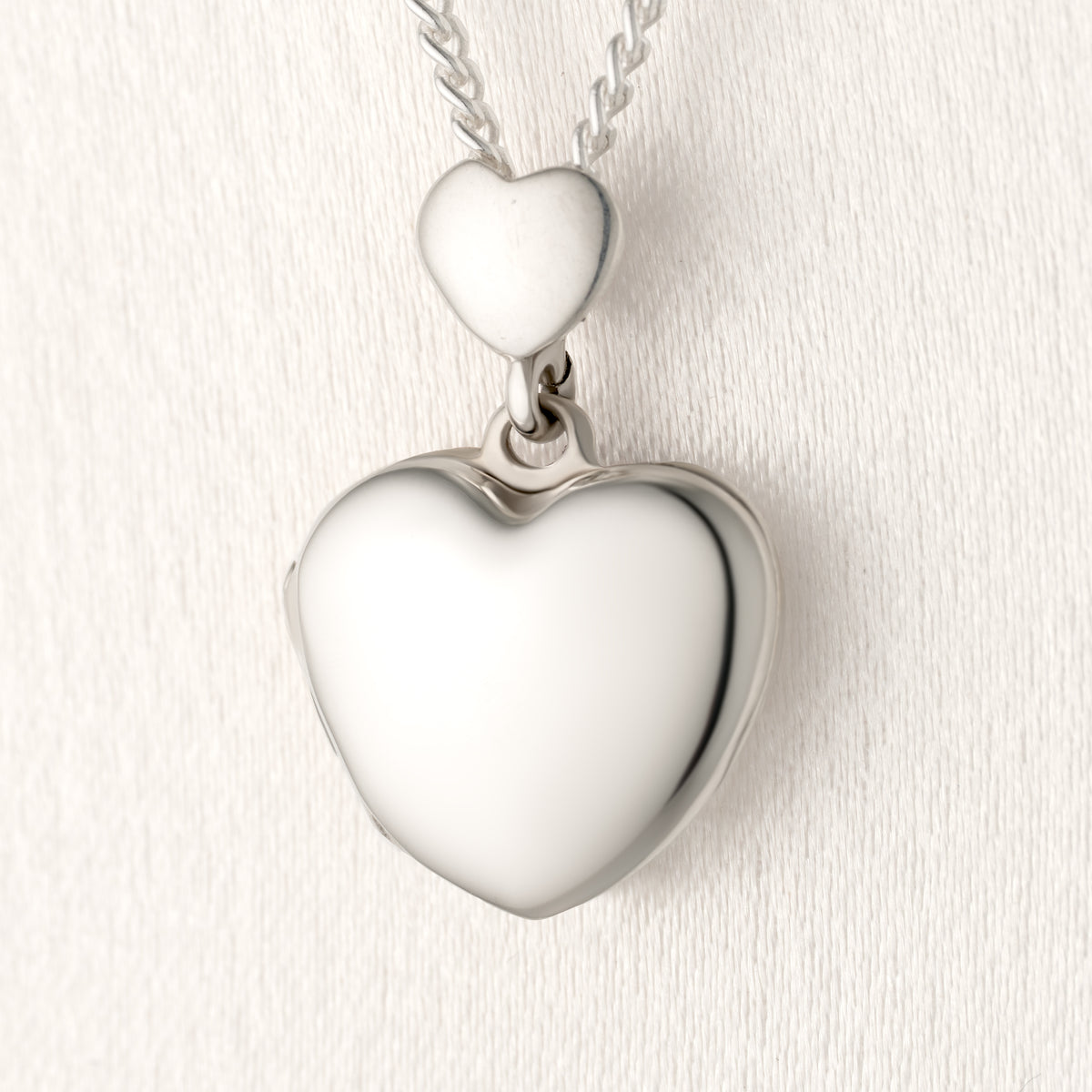Hand Polished Petite Silver Double Heart Locket