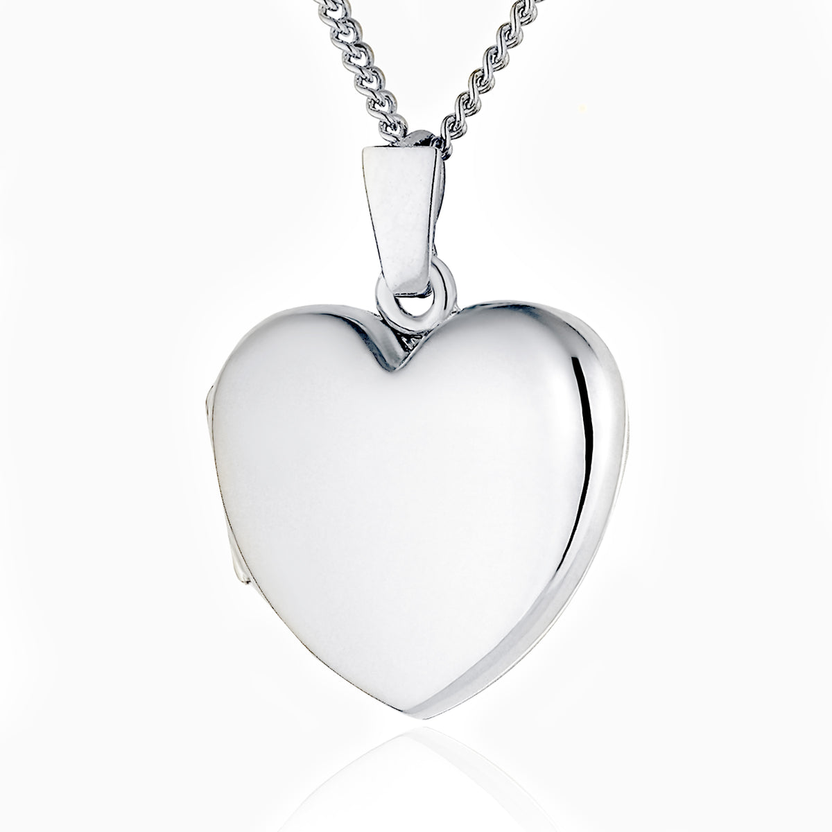Premium Polished 9ct White Gold Heart Locket