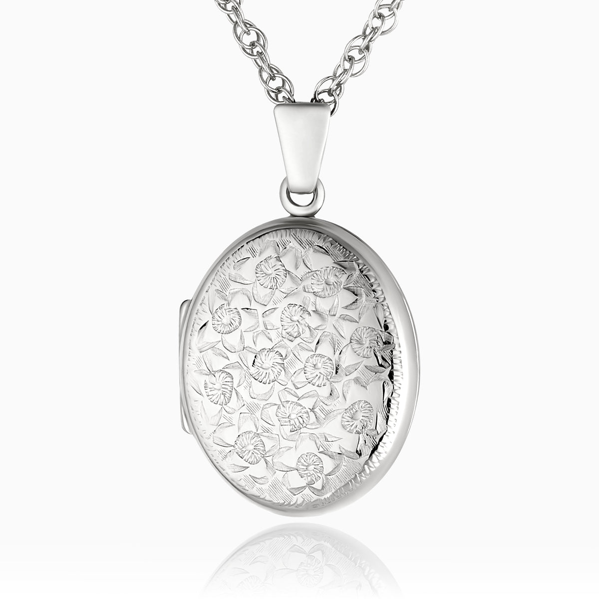 Silver Bouquet Oval Locket