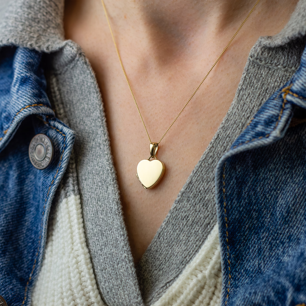 Petite Gold Flat Heart Locket