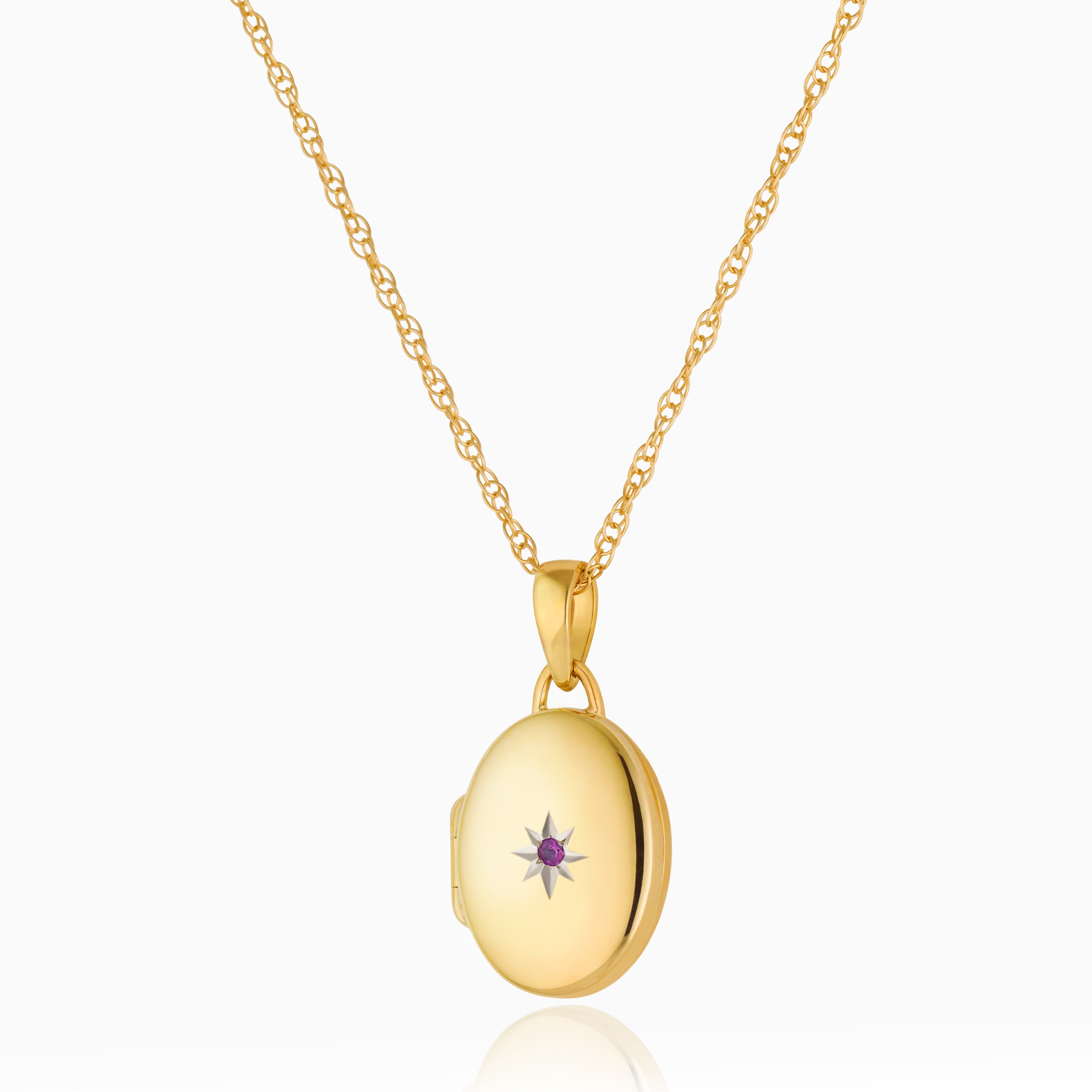 Product title: Tiny Pink Sapphire Gold Locket, product type: Locket