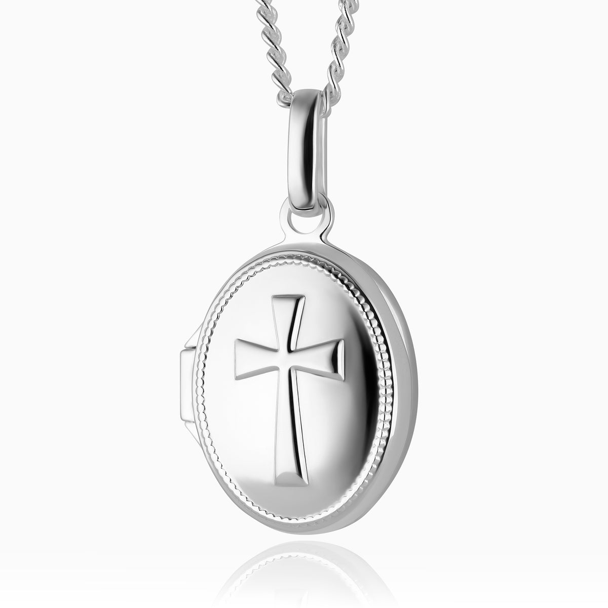 Oval Silver Cross Locket