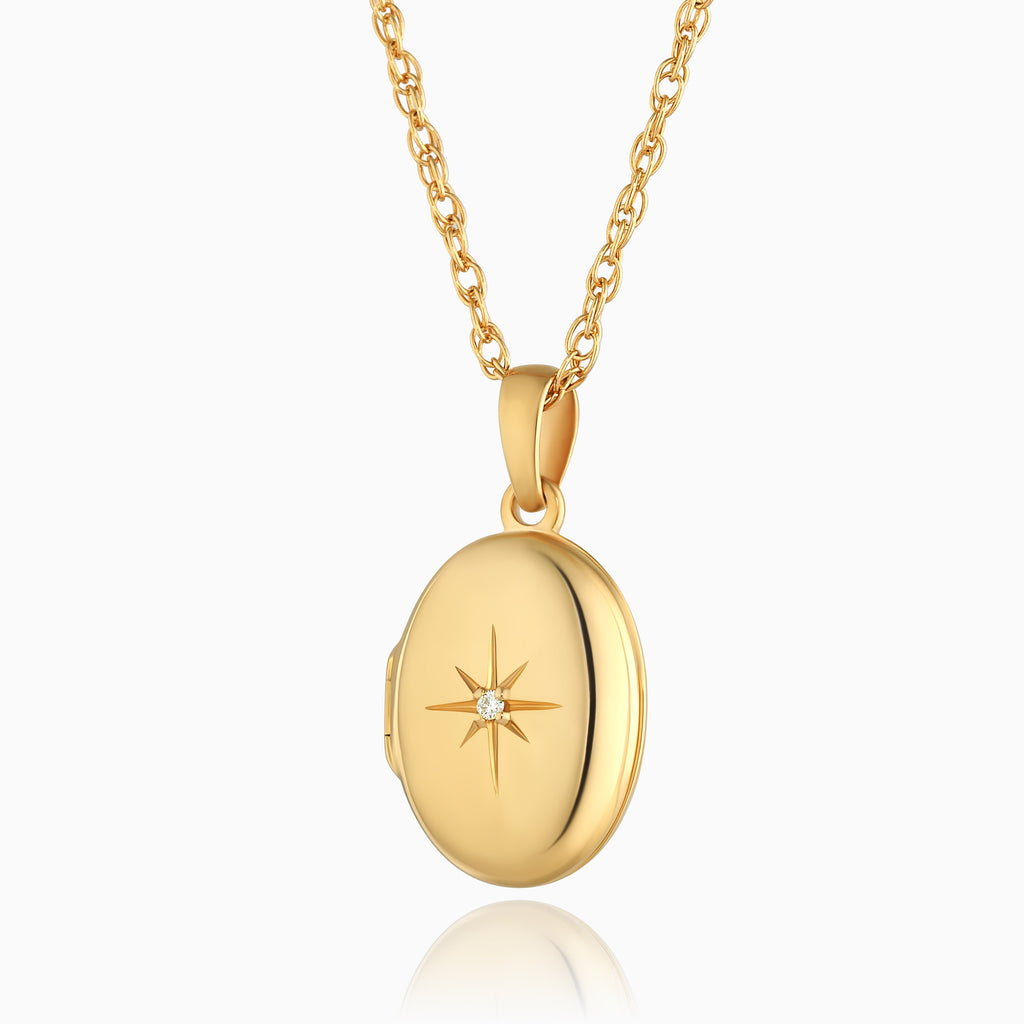 Product title: Premium Petite Gold Oval and Diamond Locket, product type: Locket