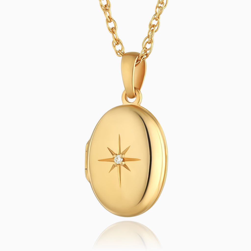 Product title: Premium Petite Gold Oval and Diamond Locket, product type: Locket