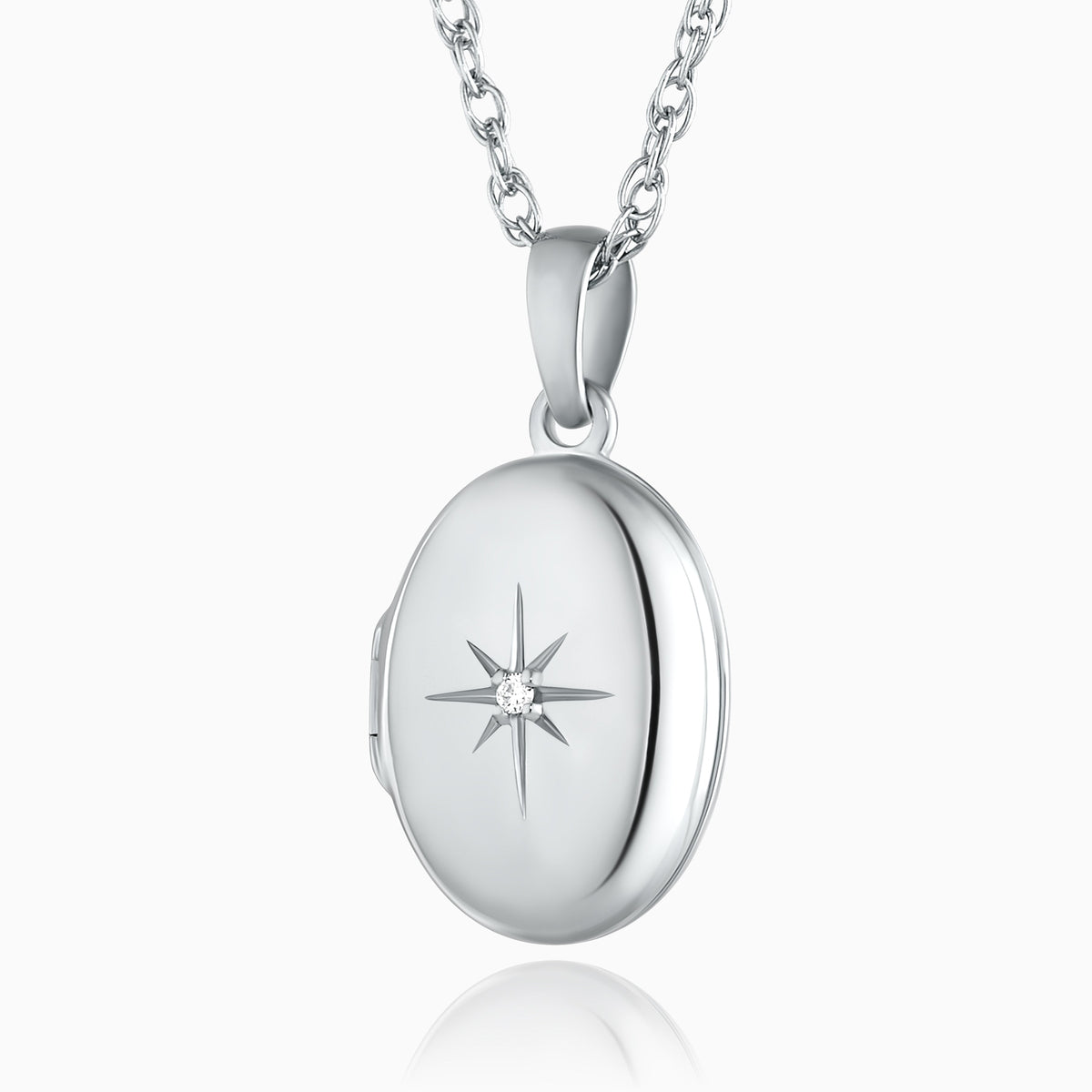 Product title: Premium Petite White Gold and Diamond Locket, product type: Locket