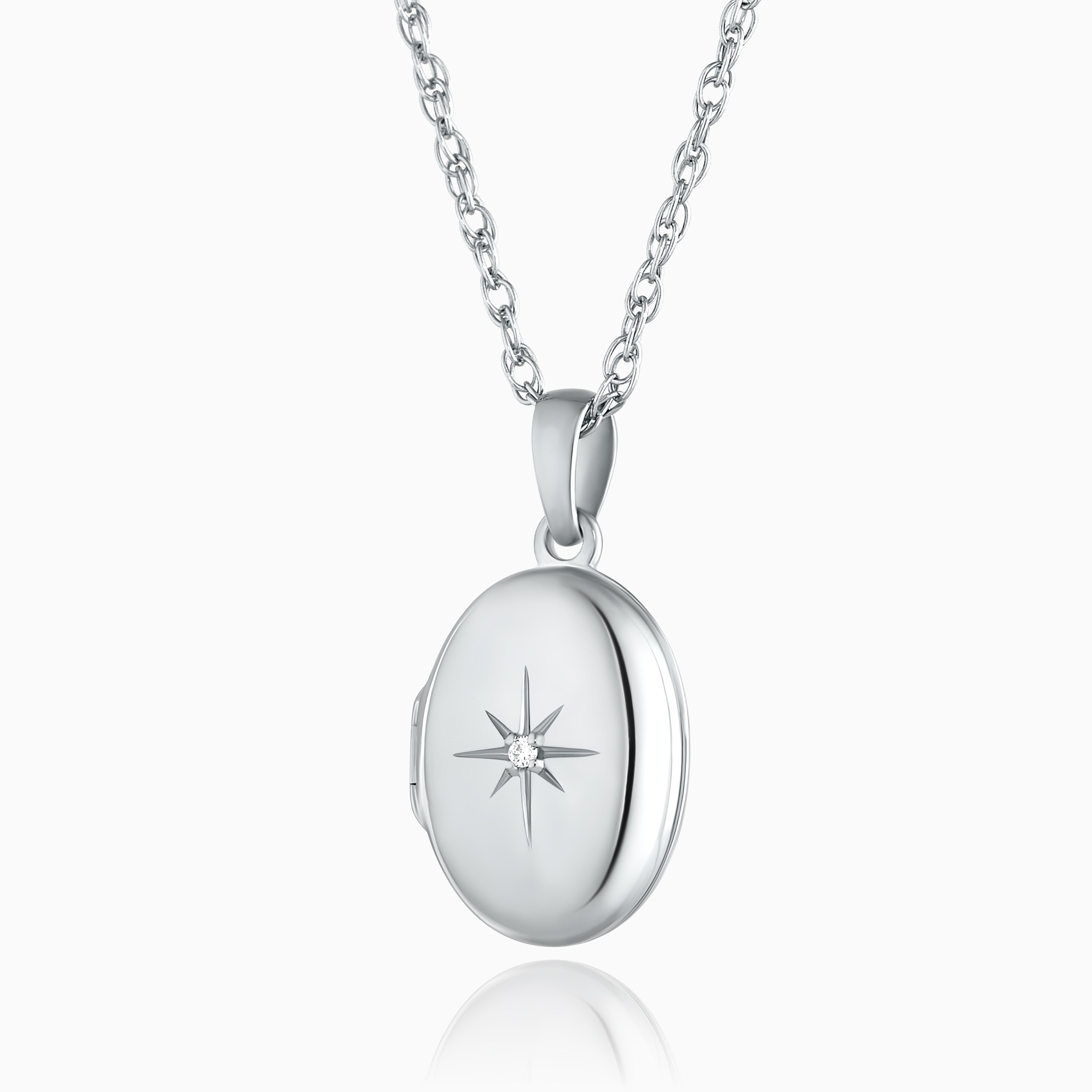 Product title: Premium Petite White Gold and Diamond Locket, product type: Locket