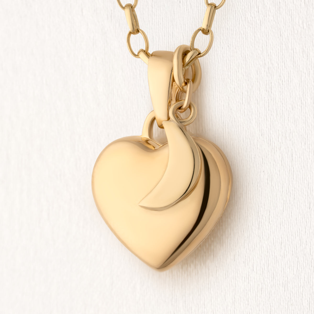 Tiny Gold Heart Locket with Moon Charm