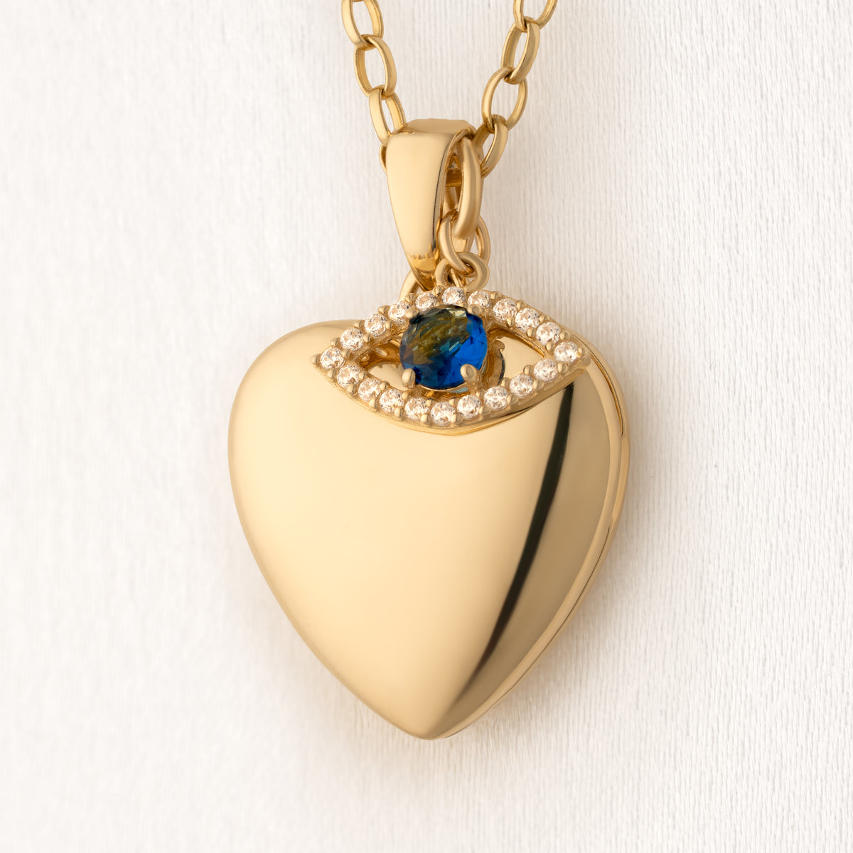 Gold Heart Locket with Eye Charm