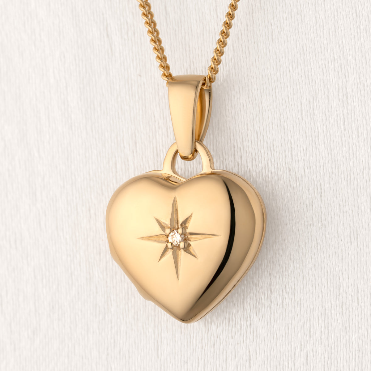 Tiny Gold Heart Locket with Diamond