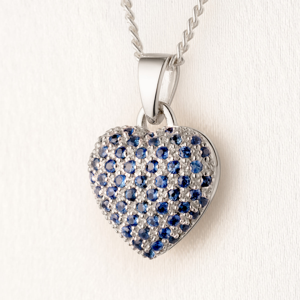 Tiny White Gold and Sapphire Heart Locket