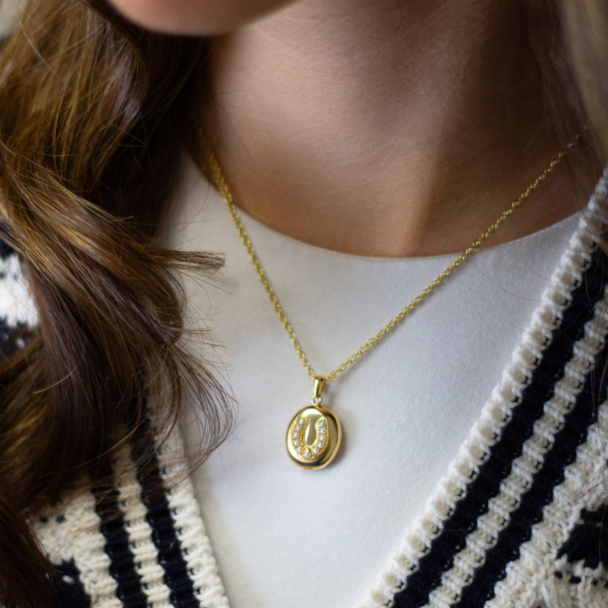 Dainty Gold Horseshoe Locket