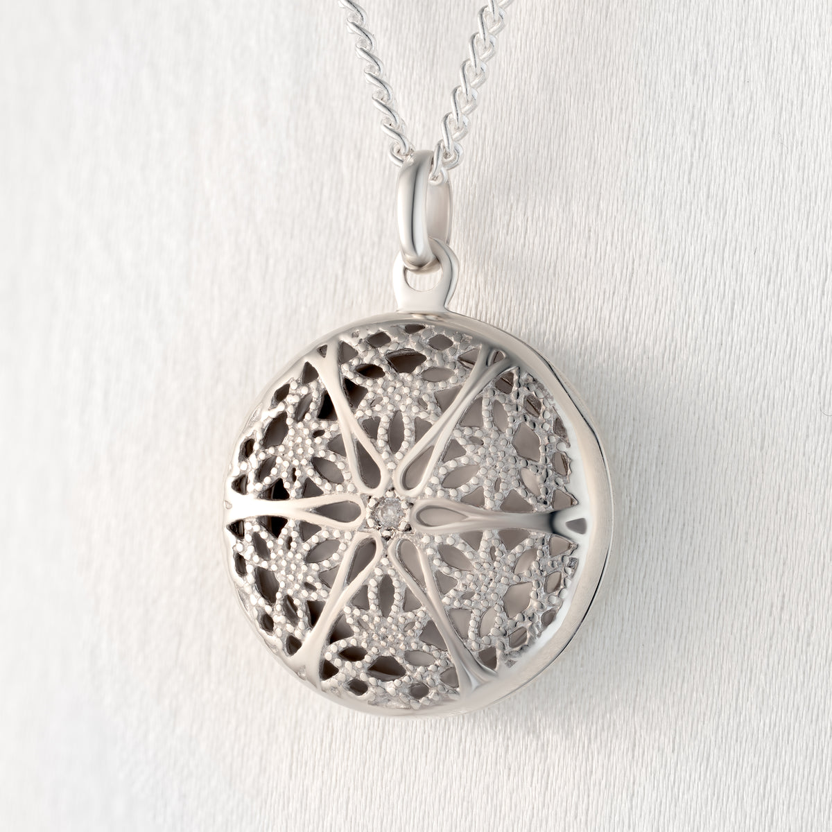 Round Filigree and Diamond Locket