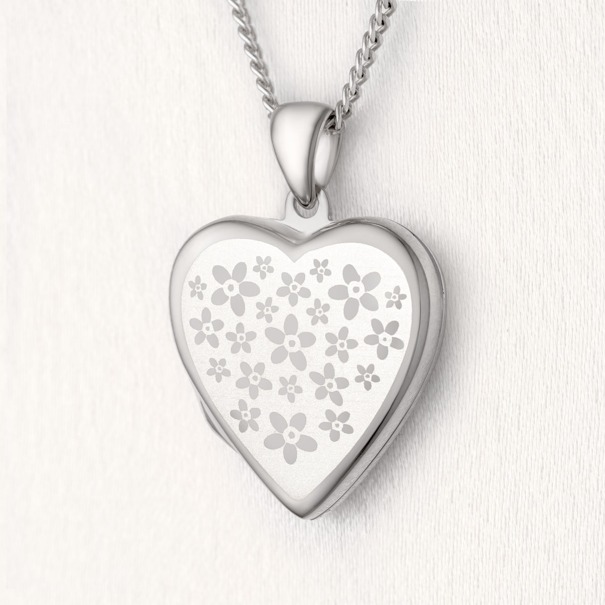 Silver Floral Heart Locket
