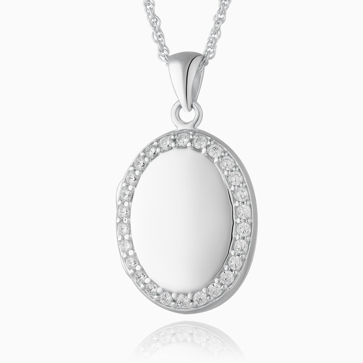 Product title: White Topaz Silver Oval Locket, product type: Locket