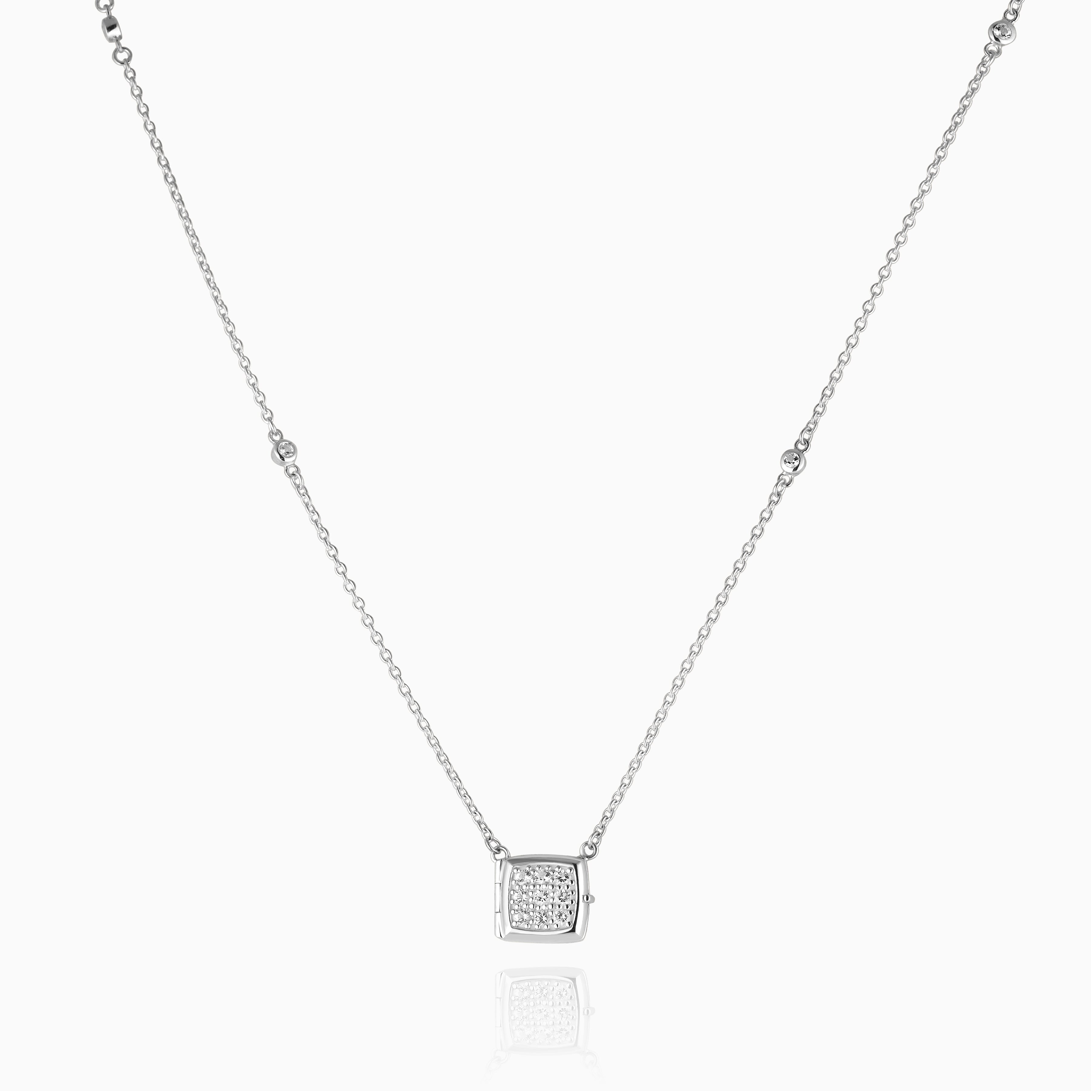 Product title: White Topaz Petite Locket Necklace, product type: Locket