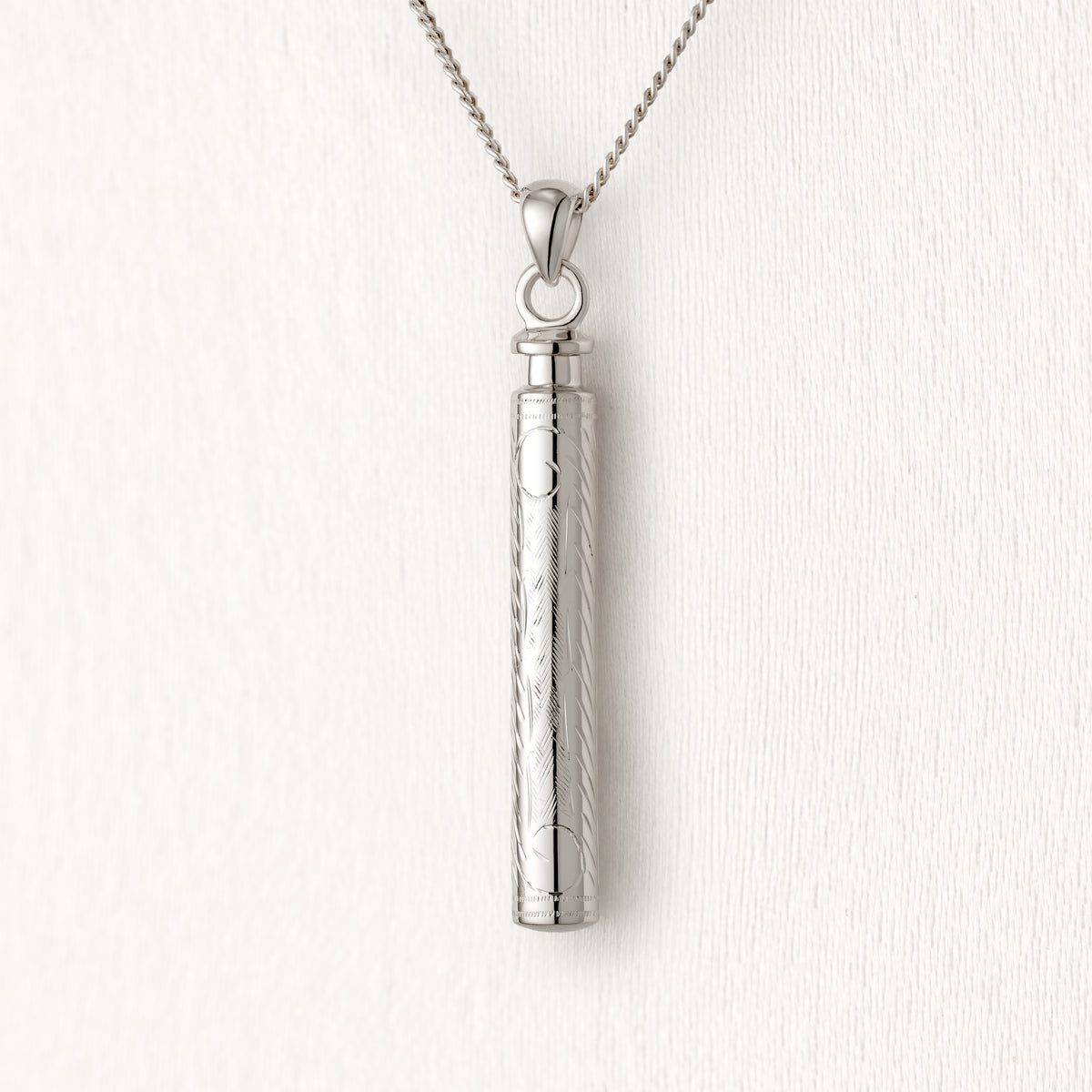Long Engraved Cylinder Keepsake Locket