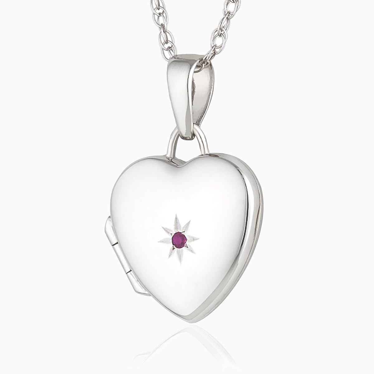 Product title: Petite White Gold and Pink Sapphire Locket, product type: Locket
