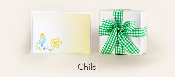 Child gift wrapping with a matching card