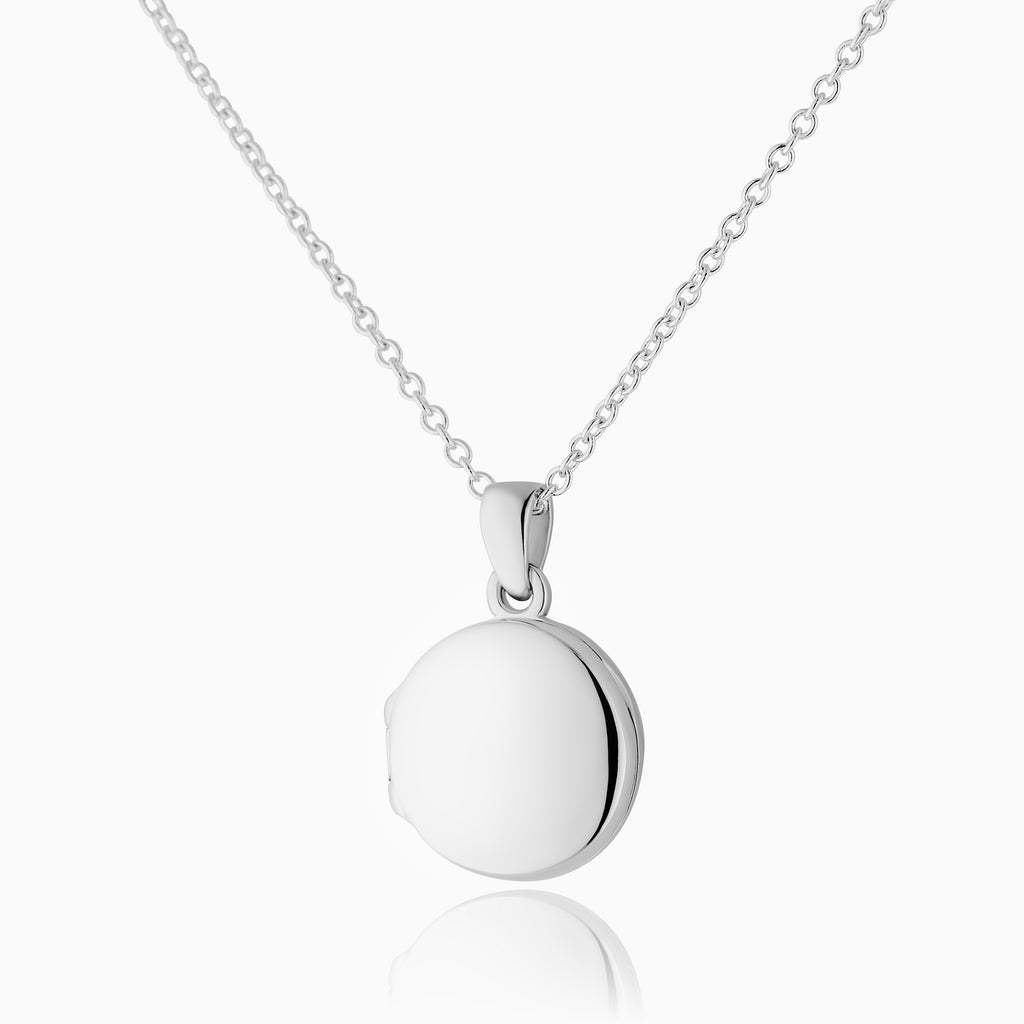 sterling silver tiny round locket on sterling silver belcher chain