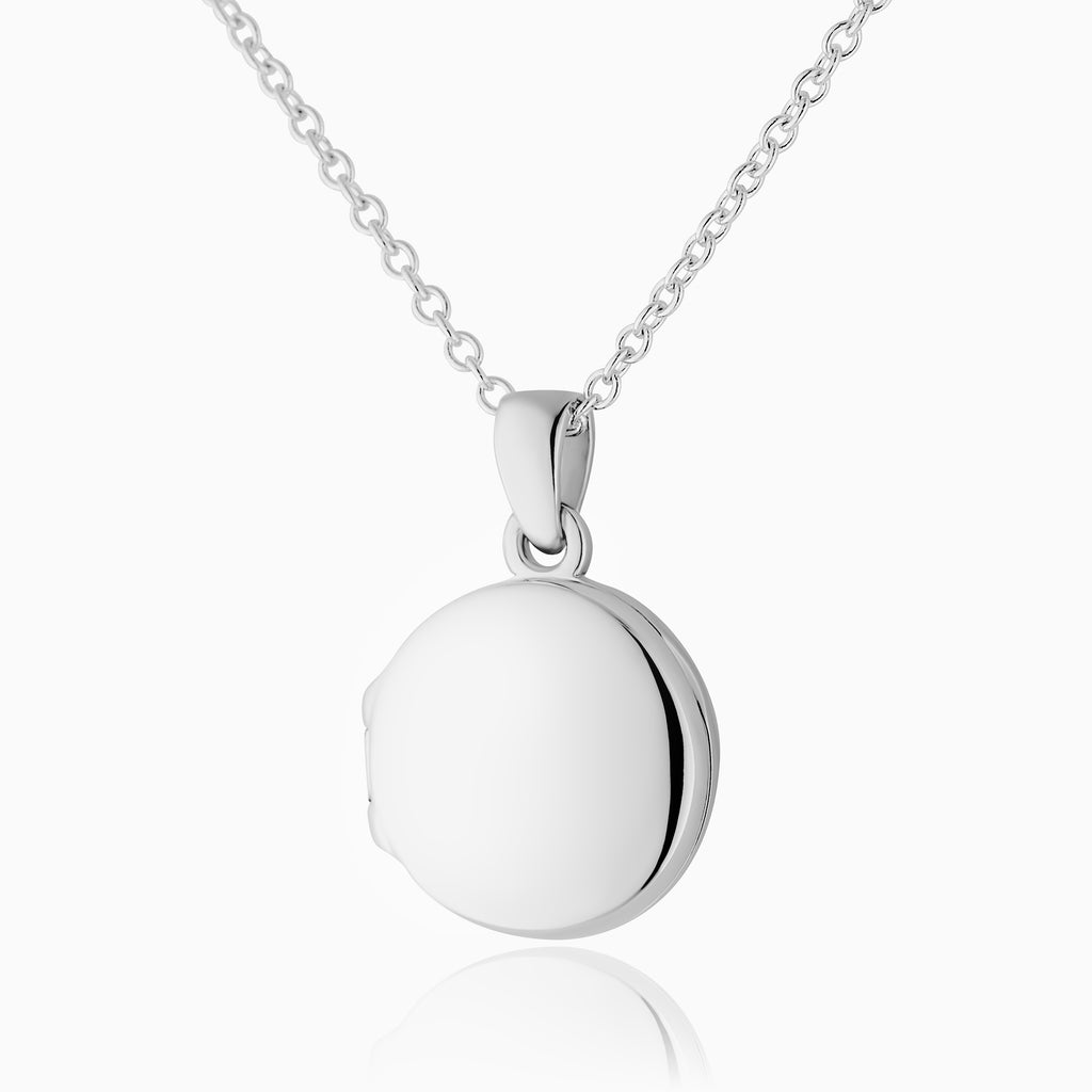 sterling silver tiny round locket on sterling silver belcher chain