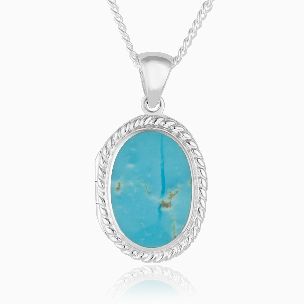 Petite Natural Turquoise Oval Locket