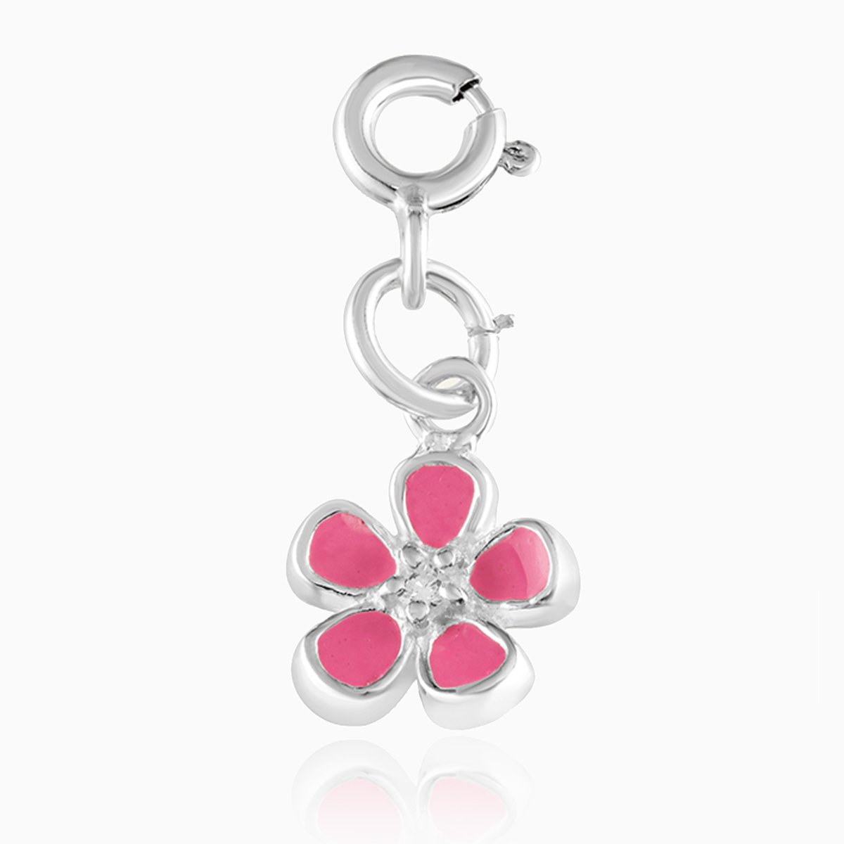 Product title: Pink Flower Silver Charm, product type: Charm