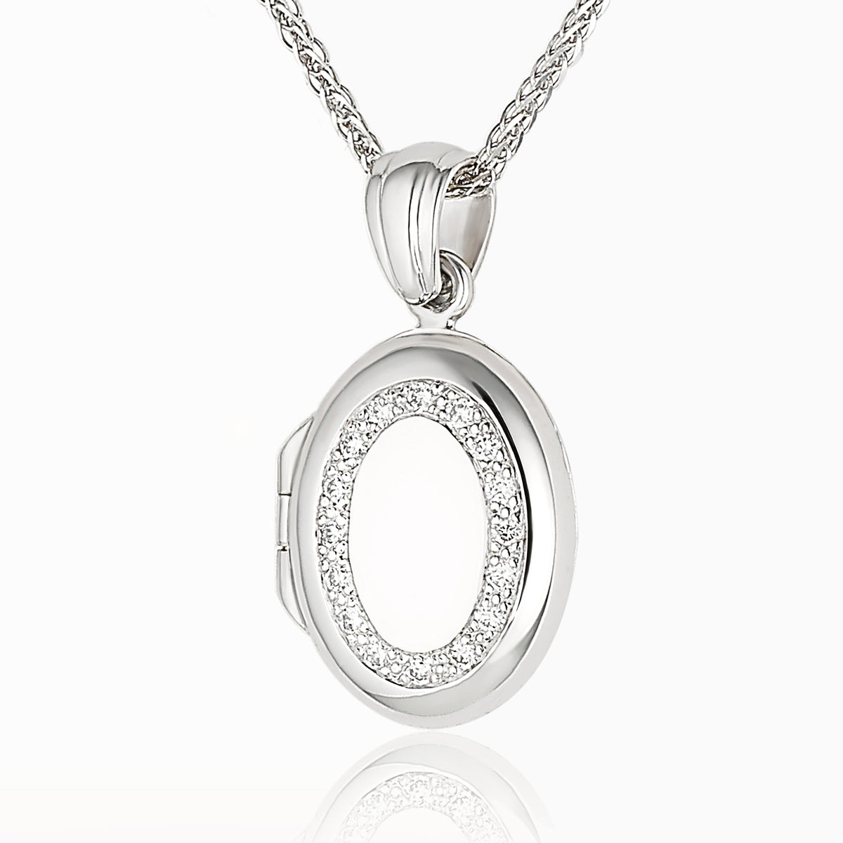 Product title: White Gold and Diamond Petite Locket, product type: Locket