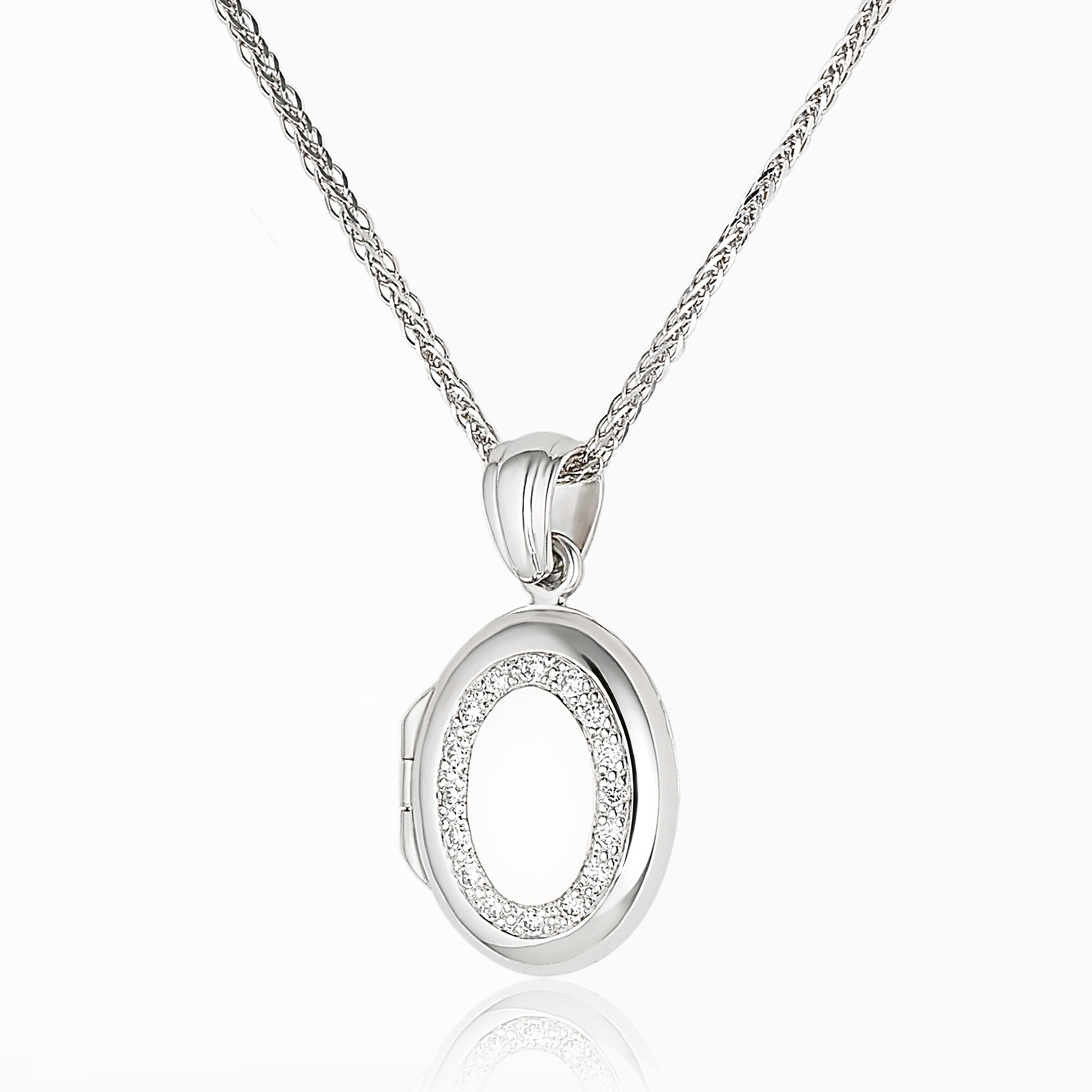 18 ct Petite Diamond and White Gold Locket The Locket Tree