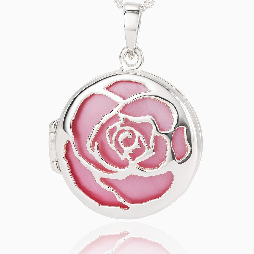 925 sterling silver pink mother of pearl rose locket 