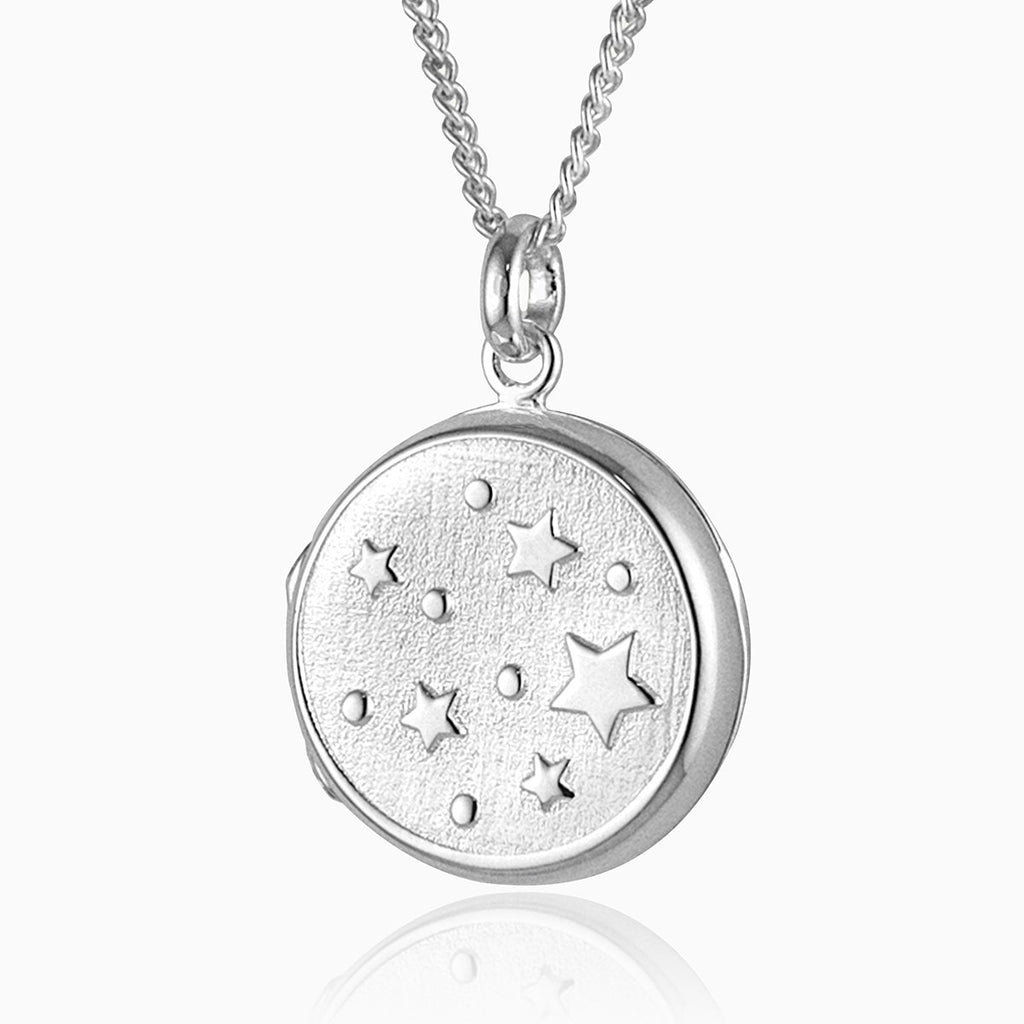925 sterling silver magic stars design round locket