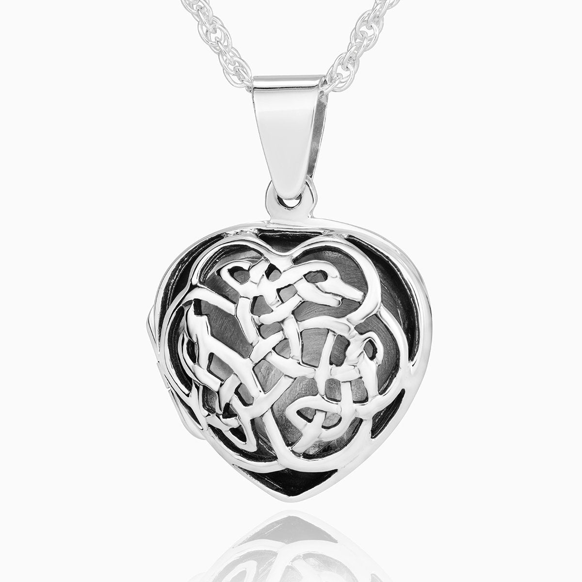 925 sterling silver heart cut out filigree celtic knot locket