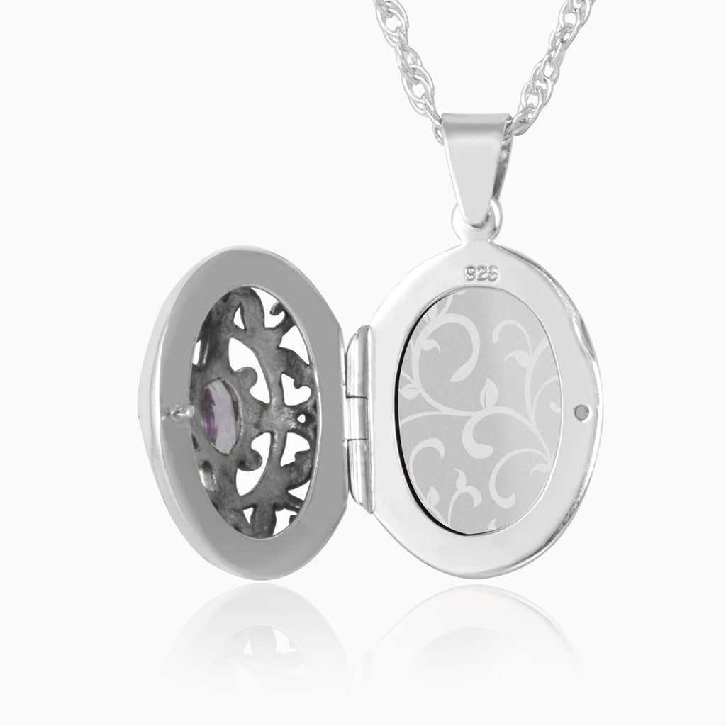 Product title: Amethyst Filigree Locket, product type: Locket