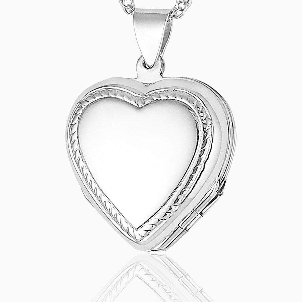 925 sterling silver 4 photo heart locket with rope twist border
