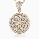 9 ct gold round locket set with 56 diamonds on a 9 ct gold rope chain