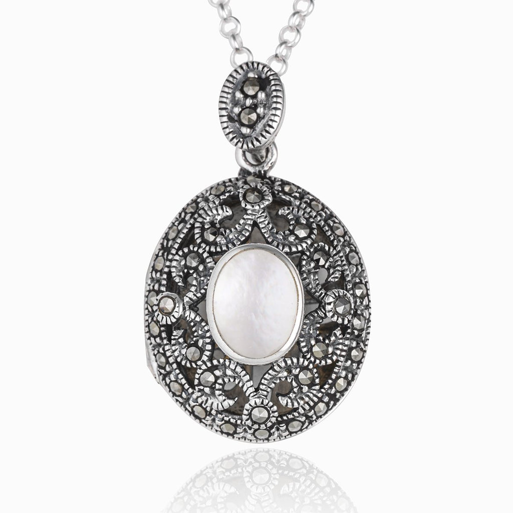 Product title: Marcasite and Mother of Pearl Locket, product type: Locket