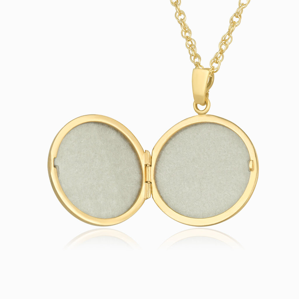 Product title: Hand Engraved Round Gold Bird Locket, product type: Locket