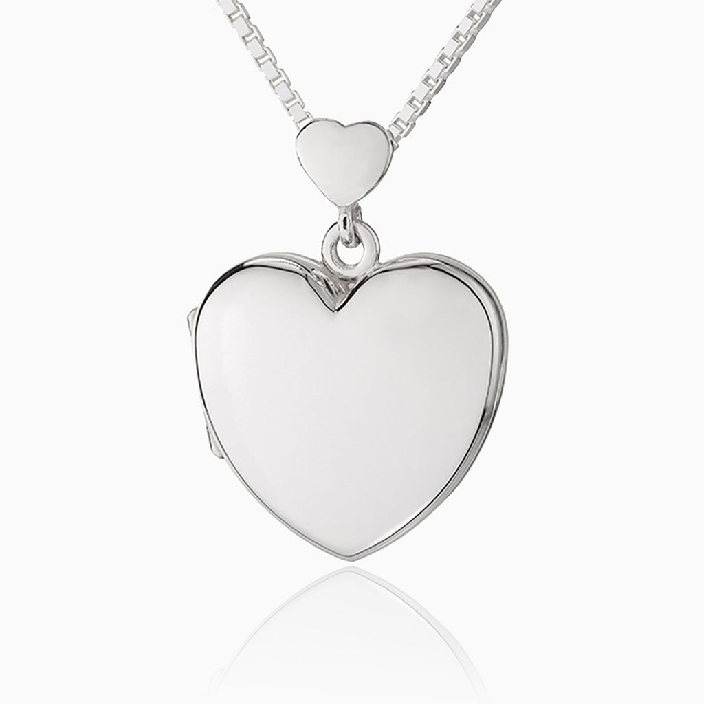 925 sterling silver plain heart locket with heart bail
