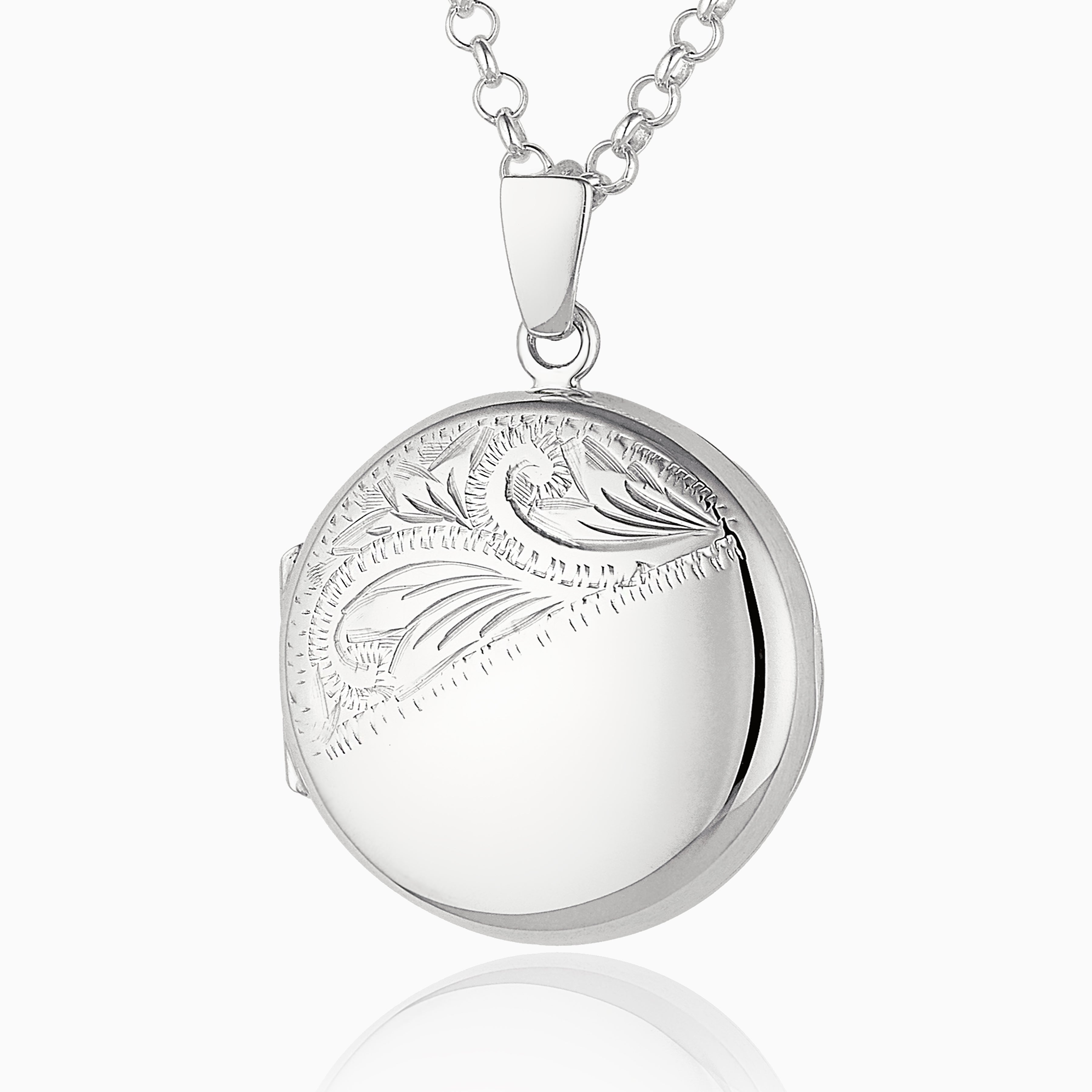 Product title: Half Engraved Premium Round Locket, product type: Charms & Pendants
