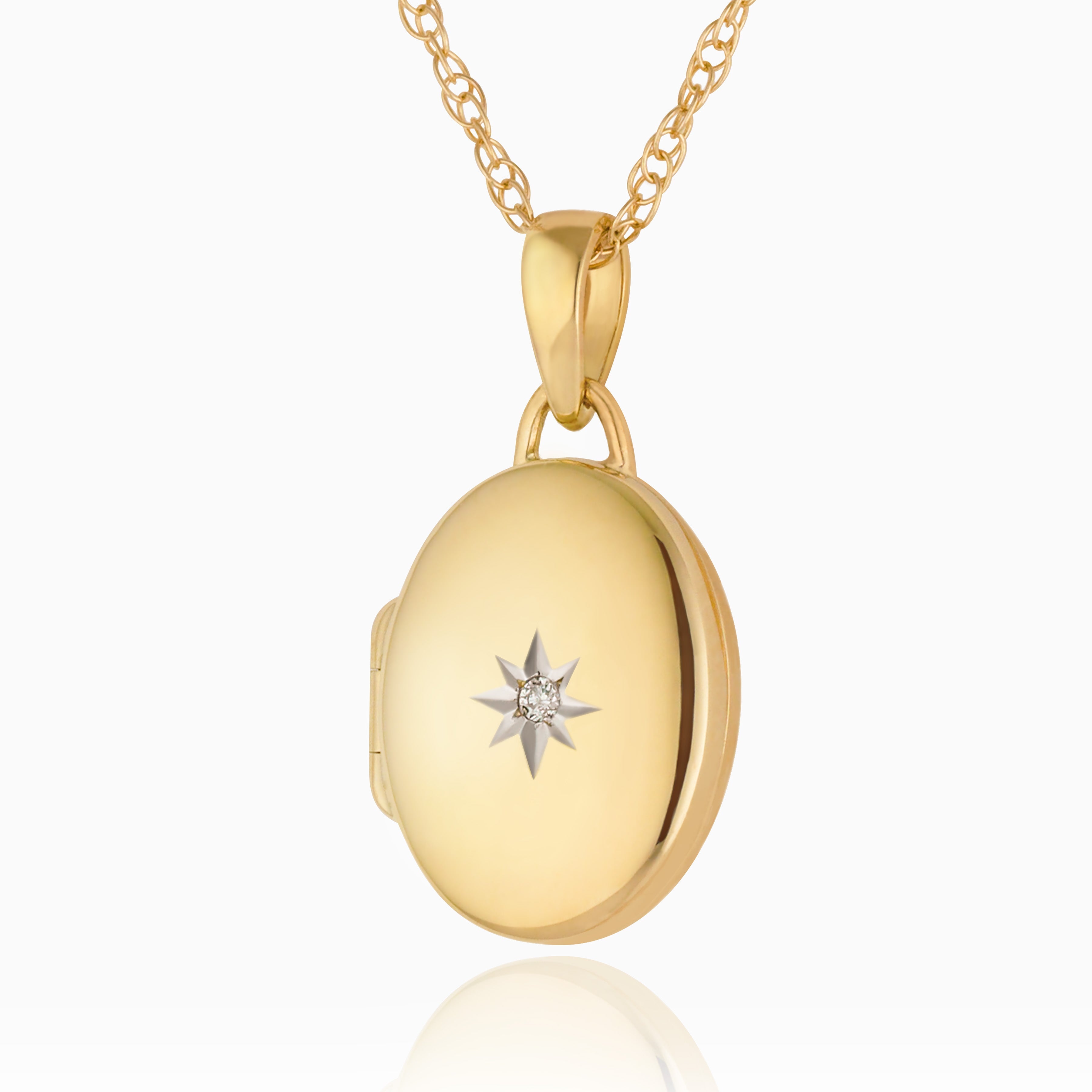 Product title: Tiny Gold Oval Diamond Locket, product type: Locket