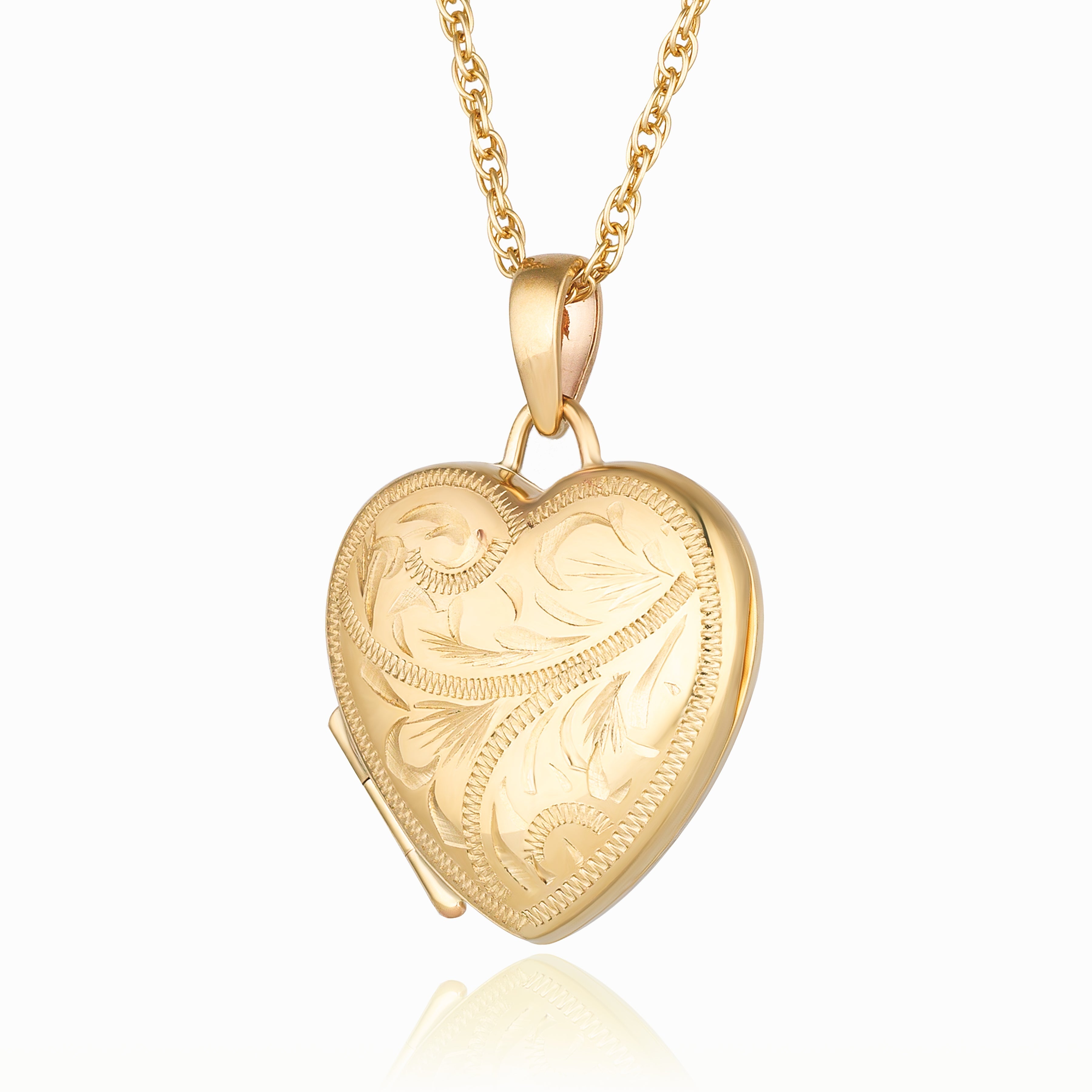 Product title: Foliate Gold Heart Locket, product type: Locket