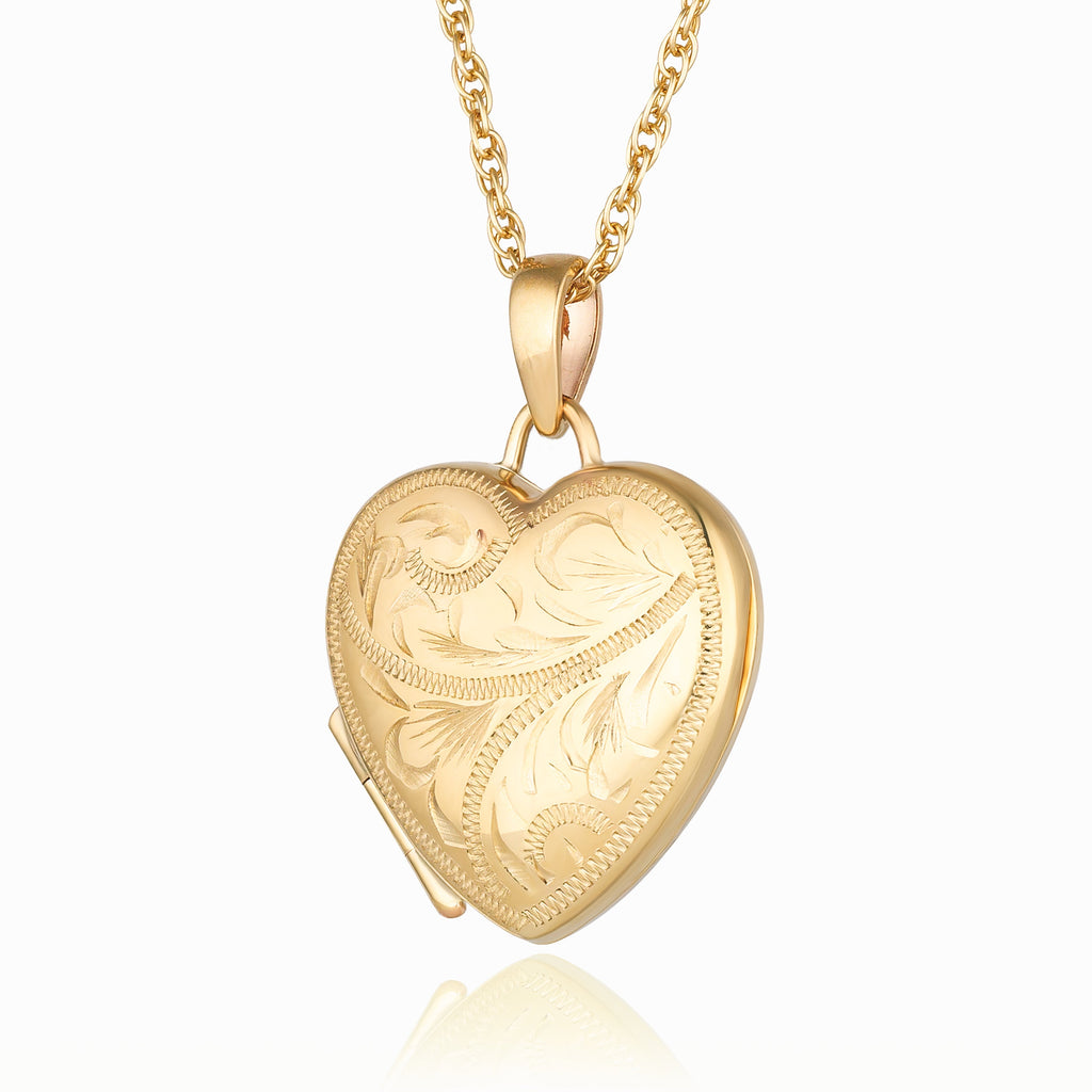 Product title: Foliate Gold Heart Locket, product type: Locket
