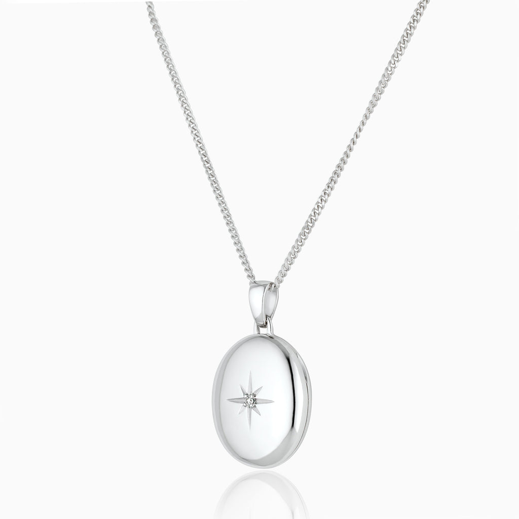 a photo of the Premium White Gold and Diamond Oval Locket