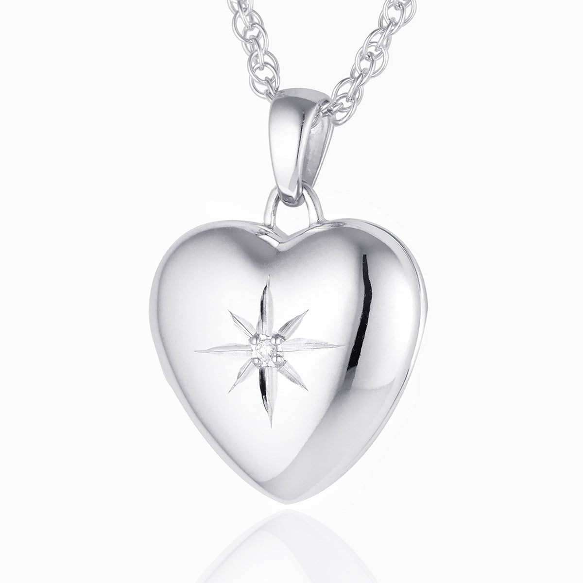 Product title: Premium White Gold and Diamond Heart Locket, product type: Locket
